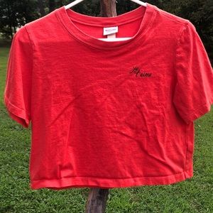 Bright orange crop top!